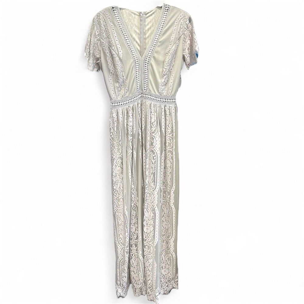 Lace Vintage Style Grey S Woman Boutique Dress Boho Coachella Cowgirl Wedding